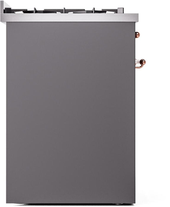 ILVE Nostalgie II 30" Dual Fuel Liquid Propane Range, Matte Graphite, Copper Trim UP30NMPMGPLP