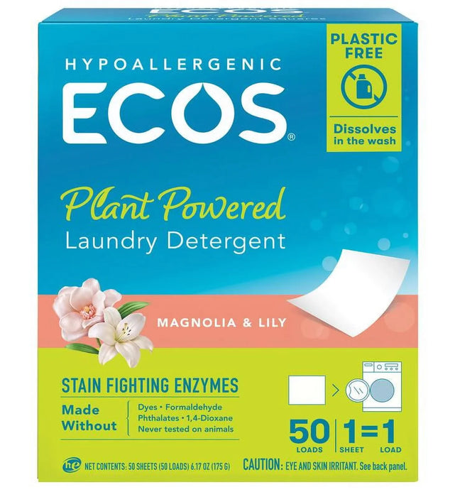 Ecosnext - Laundry Detergent Sheets Magnolia & Lily, 50 ct (Case of 10) - Plastic Free Clean