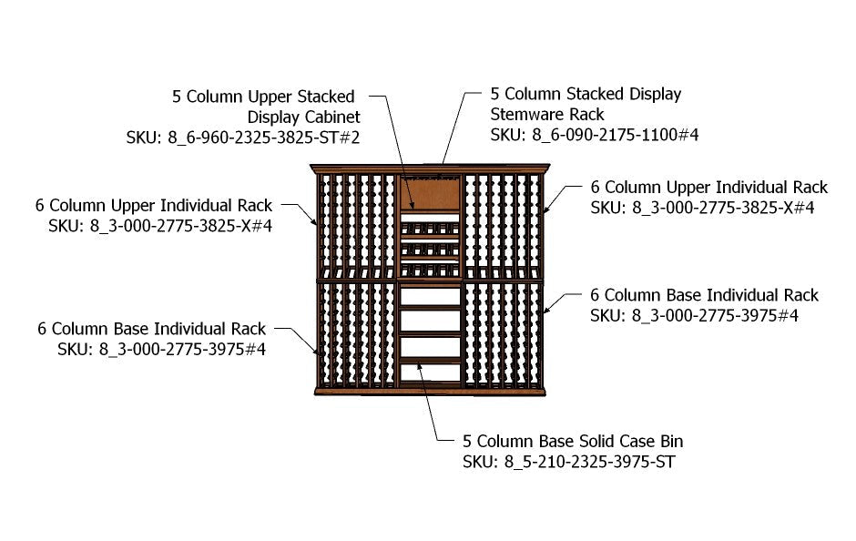 7 Foot Wine Cellar Storage System | 320 Bottle Capacity
