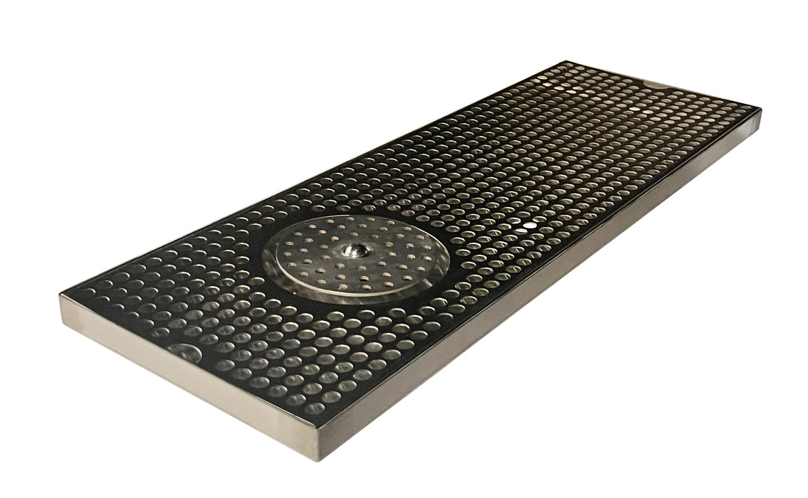 8"  Stainless Steel Drip Tray with Drain and Rinser - Select Size