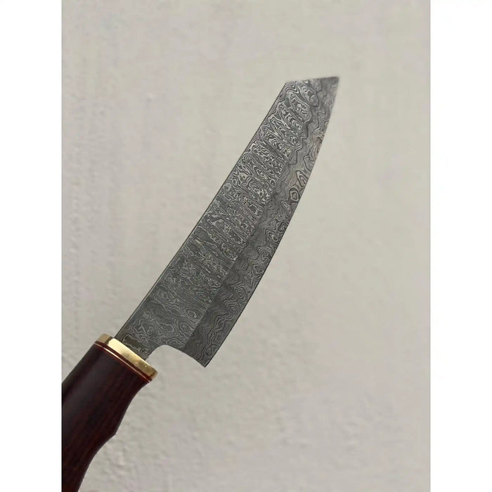 8” Ladder Pattern Damascus Gyuto Chef Knife with Rosewood Handle & Brass Bolster