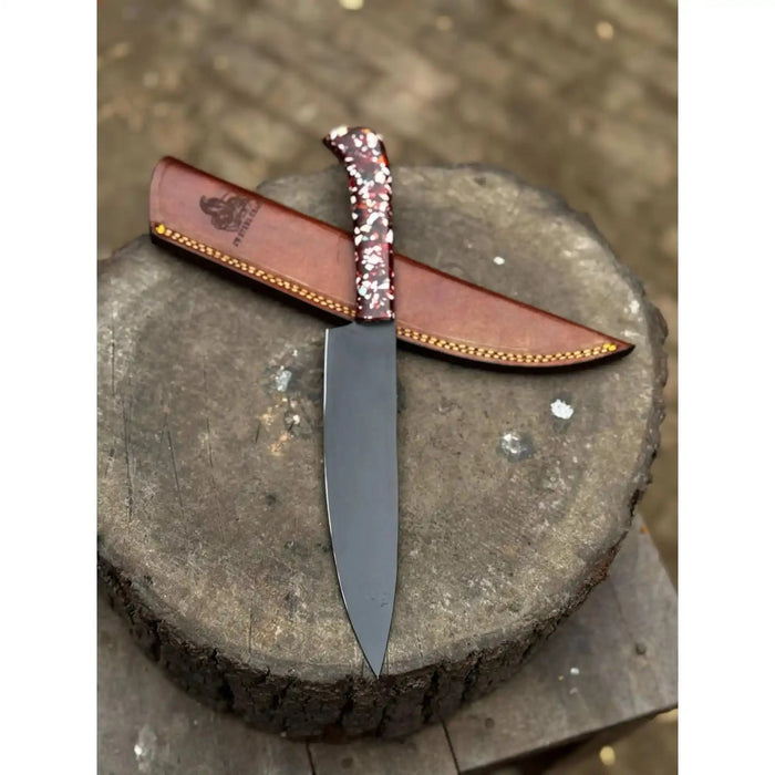 8-Inch Chef Knife — Black-Finished Blade with Choice of Designer Handle (Rosewood, Olive Wood, or Resin Options)