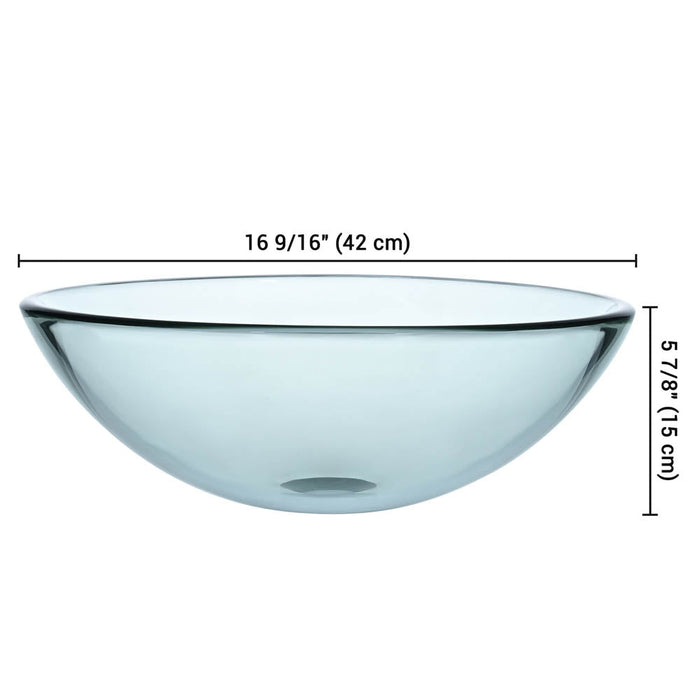 Aquaterior 16" Round Bathroom Glass Vessel Sink Bowl Lavatory Basin