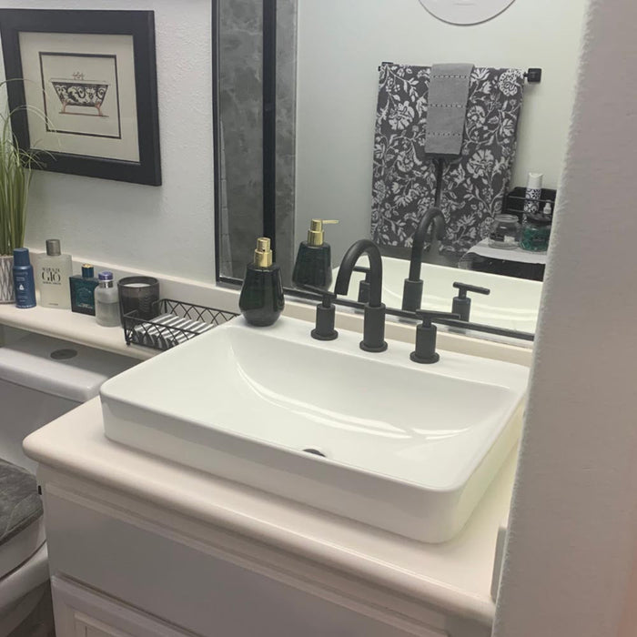 Aquaterior Porcelain Drop-in Sink Overflow w/ Drain 23x18