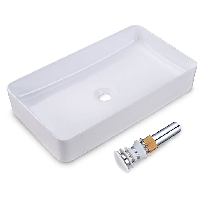 Aquaterior Rectangular Sink Porcelain w/ Drain 23x13"