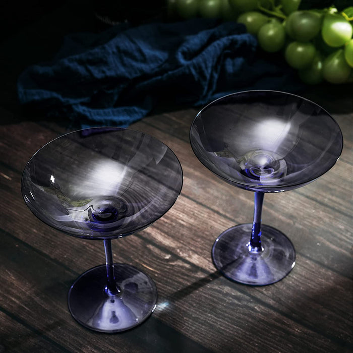 Champagne Coupes 12oz by The Wine Savant - Colorful Champagne Glasses, Prosecco, Mimosa Glasses Set, Cocktail Glass Set, Bar Glassware Luster Glasses (2, Lavender)