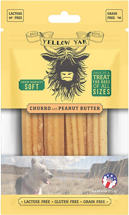 Yellow Yak Churro Peanut Butter Soft Dense Chew (6 Pack - 4 Oz Each)