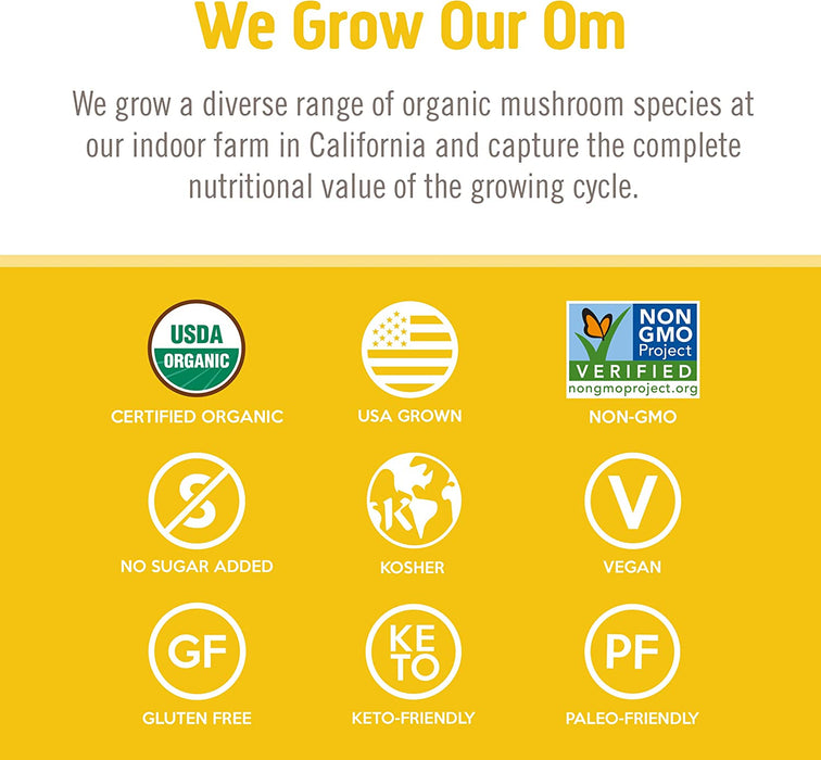 Om Mushroom Superfood Lion's Mane Organic Mushroom Powder 3.5 Oz