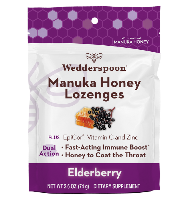Wedderspoon Manuka Honey Elderberry Lozenges (Pack of 6, 2.6oz Jars)
