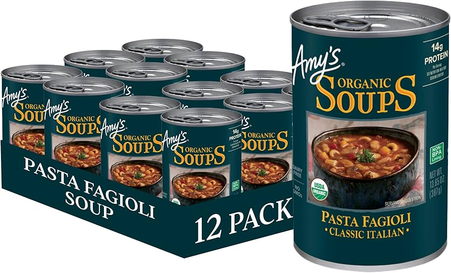 Amy's Organic Pasta Fagioli Soup, 13.65 oz (Pack of 12) - Dairy-Free Italian