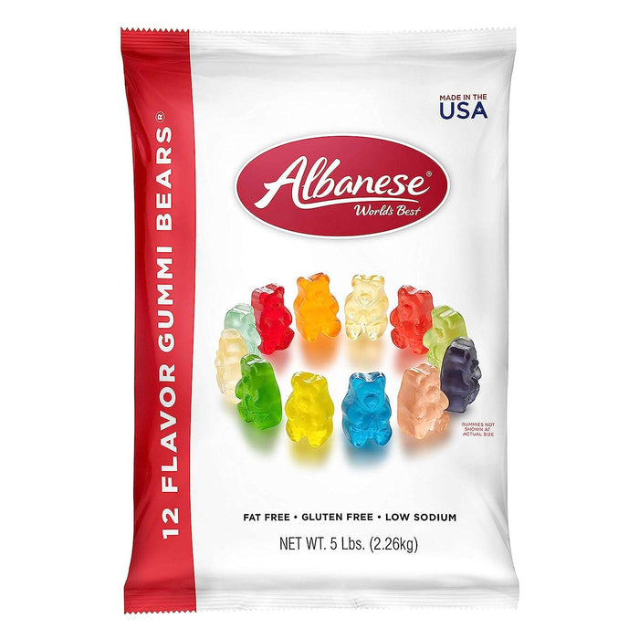 Albanese 12 Flavor Gummi Bear Assortment - 5 lb. Case