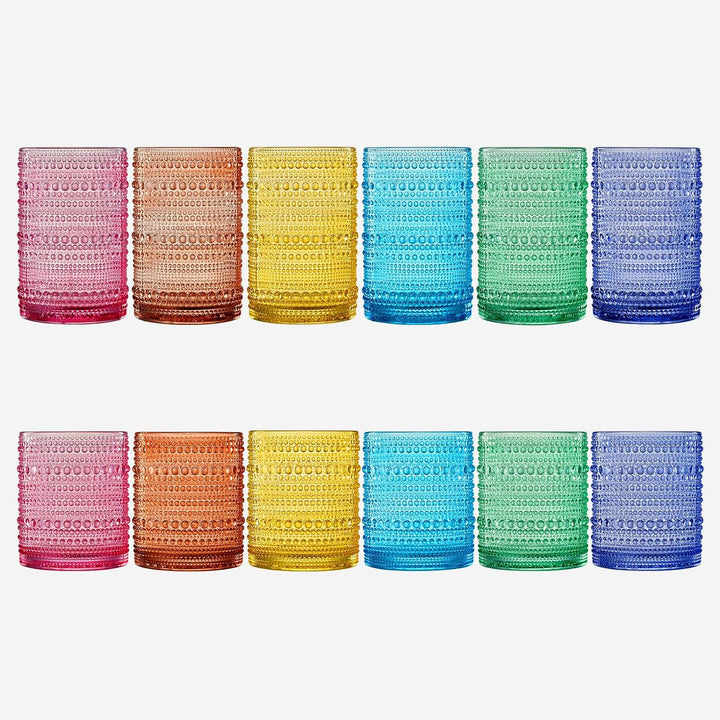 Hobnail Drinking Glasses Colored Beaded Set of 12 - Thumbnail 5