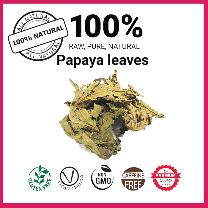 Akshit Papaya Leaves, Hojas de papaya, 2.6oz, Dried From Green Papaya Leaf, Herbal Tea, Non GMO, Caffeine free, Sugar free, Rich In Vitamins.