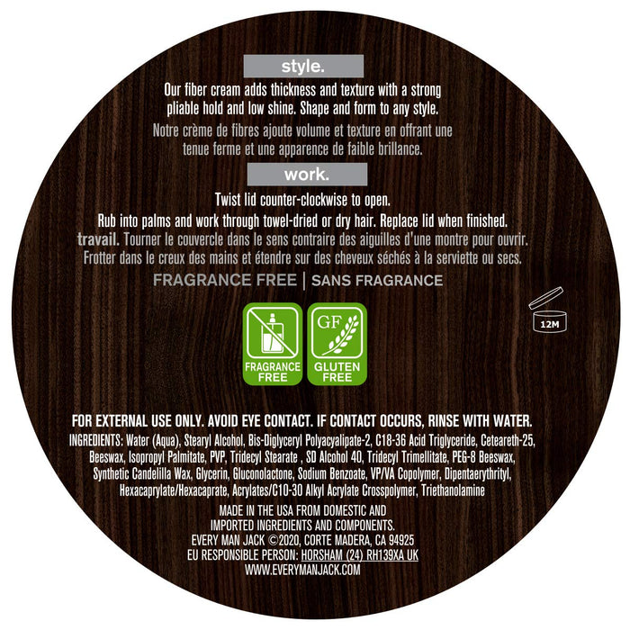 Every Man Jack Hair Fiber Cream: Fragrance-Free Hold, Volume, and Texture
