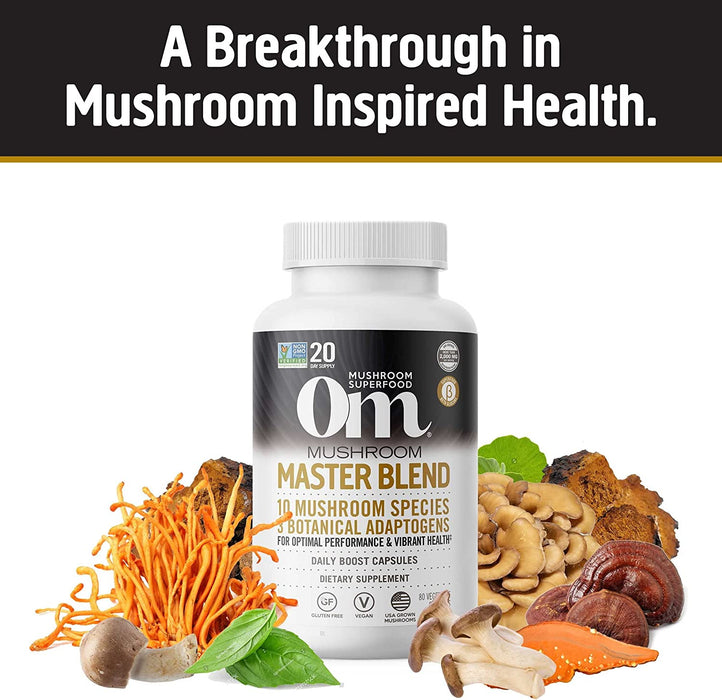 Om Mushroom Superfood: Master Blend Mushroom Capsules (80 Count)