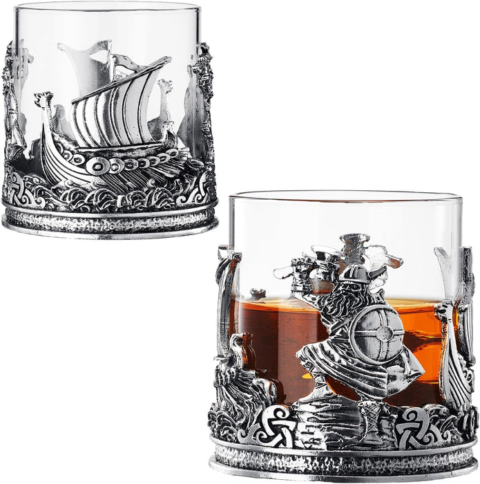 Viking & Mythological Pewter Whiskey, Wine, Beer & Water Drinking Glass - 12oz SINGLE - Water, Rum, Brandy & Scotch Glass, Elegant, Medieval Crystal Cup, Gifts for Men & Women, Old Fashioned Glass