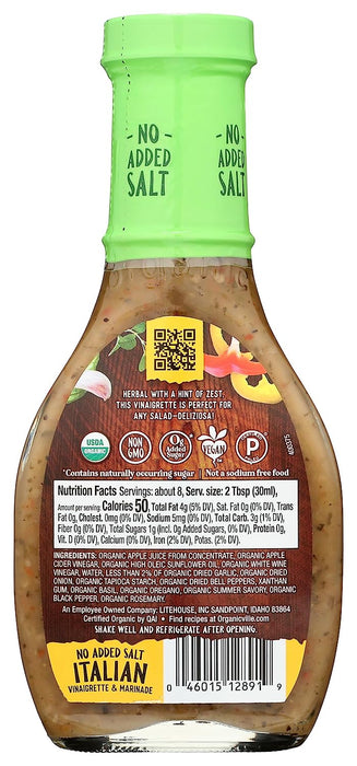Organicville - Dressing Italian No Salt Added (Pack of 6-8 Fl Oz)