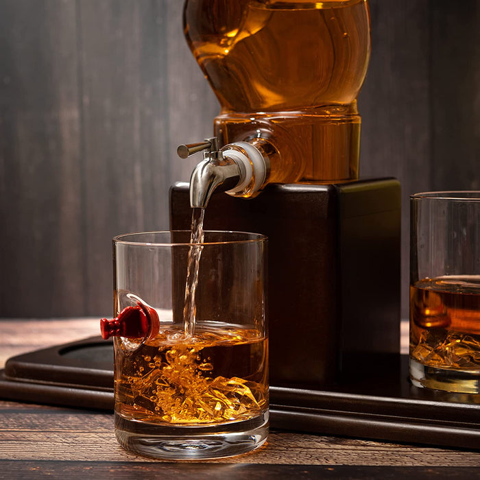 Boxing Glove Wine & Whiskey Decanter Set 750Ml 13" x 13" With 2 - 10oz Boxing Glasses by The Wine Savant For Liquor, Whiskey - Unique Boxing Gift Set, Boxer Gifts, Gifts for Boxing Enthusiasts!