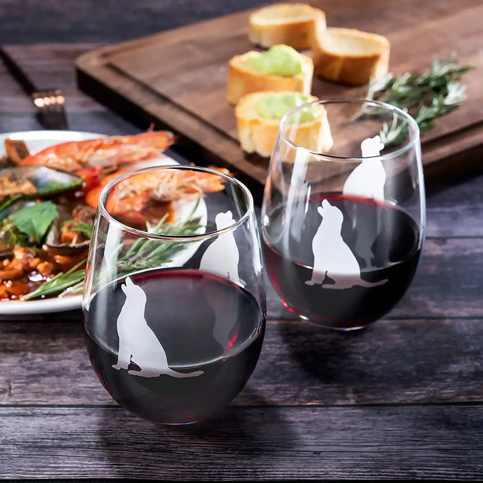 Set of 2 Labrador Dog Stemless Wine Glasses by The Wine Savant - Lab Retriever Puppy & Doggy Lover Him & Her - Dogs Silhouette - Glass Gifts Etched Tumblers for Anniversary, Wedding, Home Bar Gifts