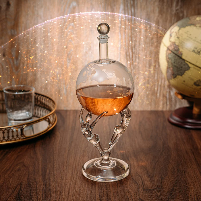 Love Crystal Decanter, For Wine & Whiskey The Wine Savant - 12" Tall - Spirits, Whiskey, Scotch, Bourbon, Cognac and Brandy - 500mL - By The Wine Savant - Lovers Globe Spouse, Partner Gifts
