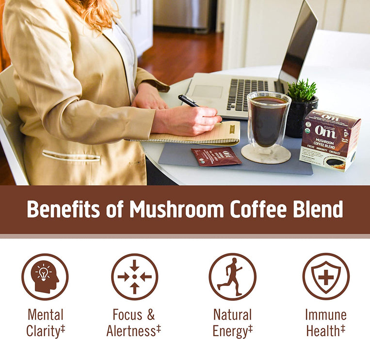 Om Mushroom Superfood Coffee Blend Mushroom Powder, Single Serve, 10 Count