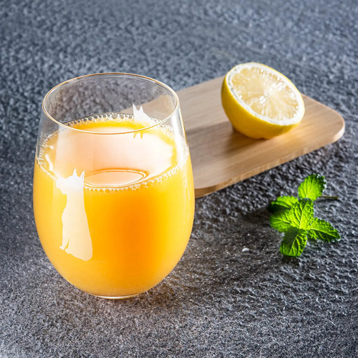 Set of 2 Dog Stemless Schnauzer Wine Glasses by The Wine Savant - Puppy & Doggy Lover for Him and Her Dogs Silhouette - Glass Gifts Etched Tumblers for Anniversary, Wedding, Bar Gifts Schnauzer Snout