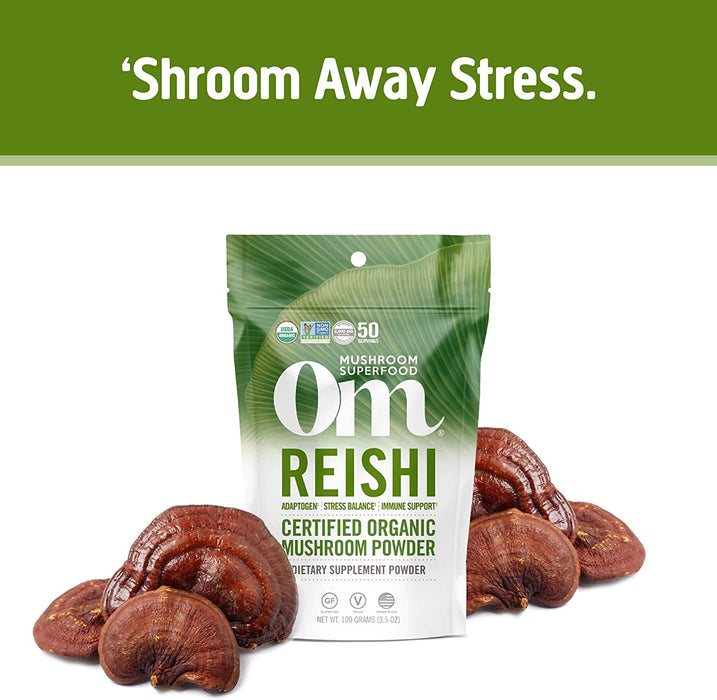 Om Mushroom Superfood Reishi Organic Mushroom Powder, 3.5 Ounce