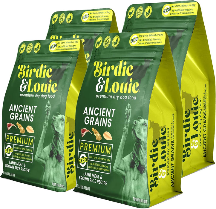 Birdie & Louie - Lamb Meal & Brown Rice Dog Food, 3.5 lb (Pack of 4) - Wheat Free Formula