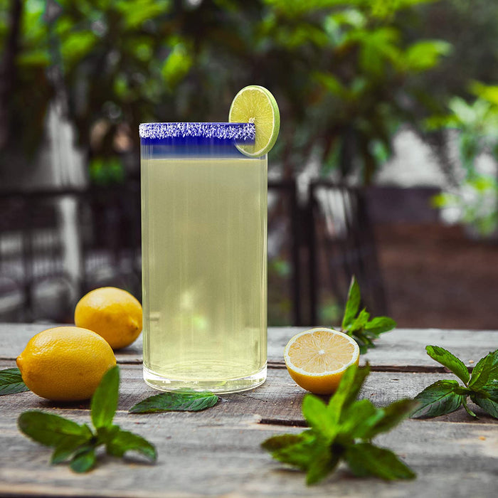 Hand Blown Mexican Drinking Glasses – Set of 6 Confetti Rock Design Glasses by The Wine Savant (Cobalt)