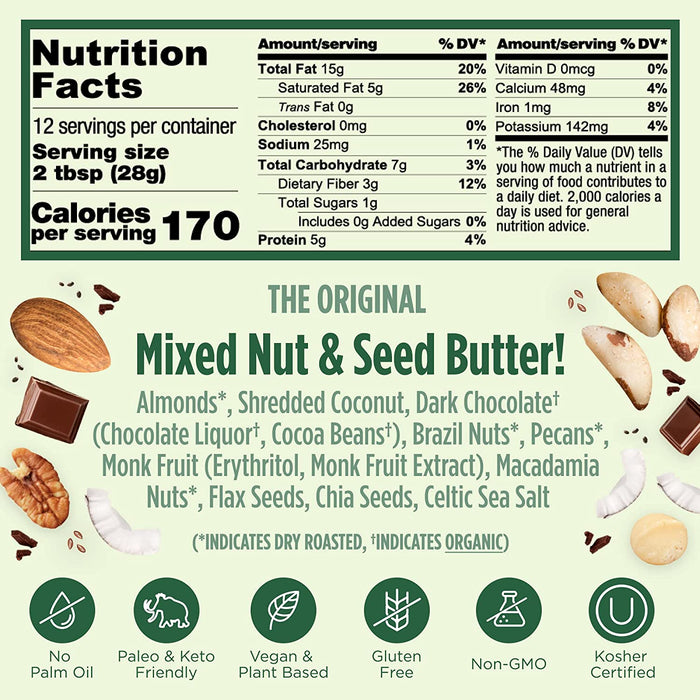 Nuttzo Keto Chocolate Crunchy Natural Spread (6 x 12 Oz)