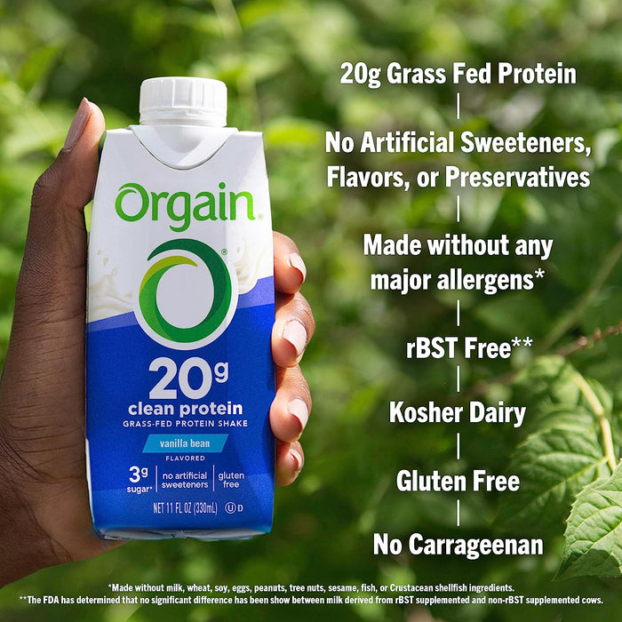 Orgain Organic Protein Vanilla Bean Shakes - 11 Fl Oz (12-Pack)