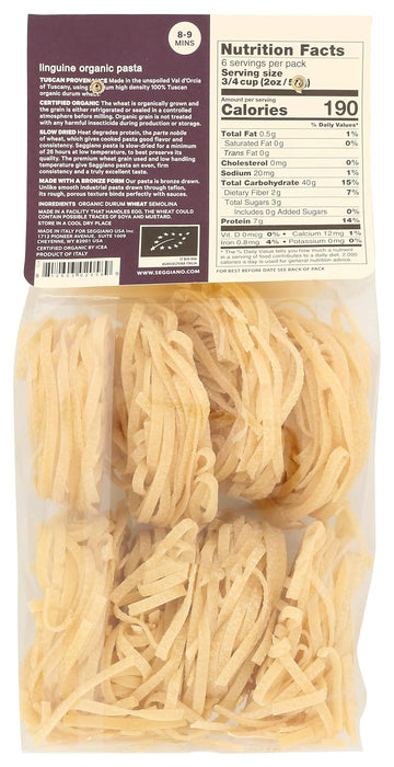 Organic Linguine Pasta by Seggiano, 13.2 oz (Pack of 6)