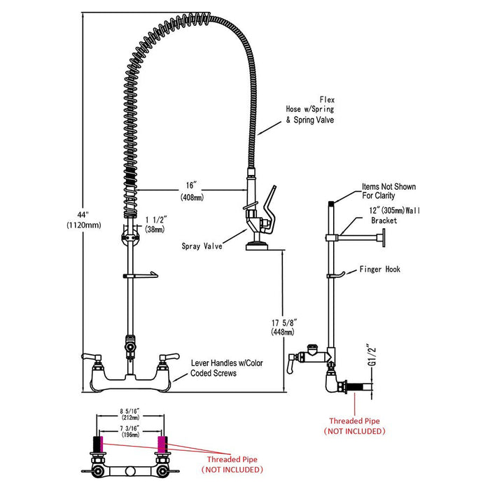 Aquaterior Commercial Pre-Rinse Kitchen Faucet Pull Out Sprayer