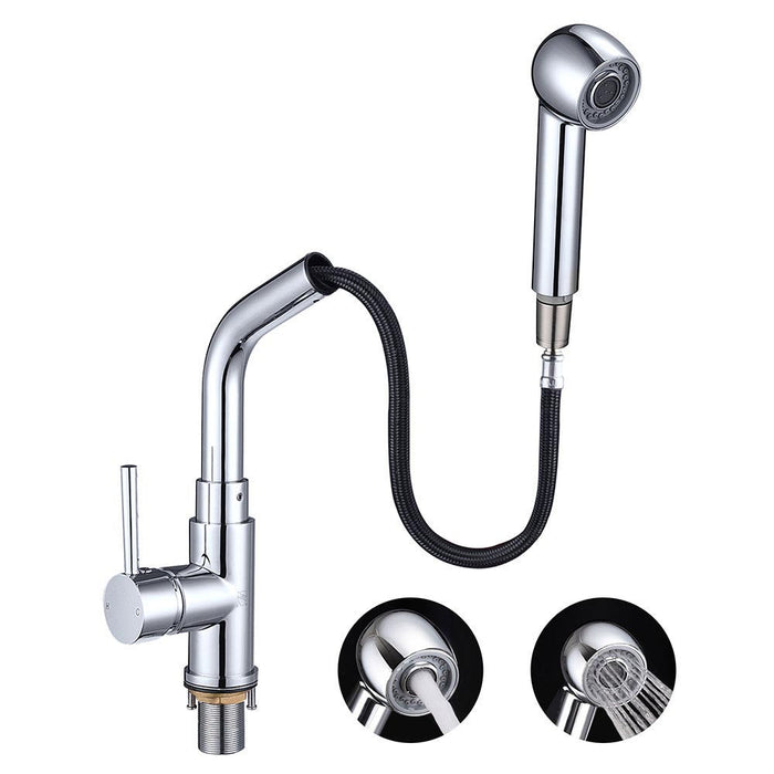 Aquaterior Pull-out Kitchen Sink Faucet 1 Handle Stainless Steel