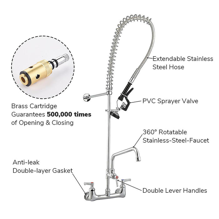 Aquaterior Comml. Pre-Rinse Kitchen Faucet Pull Down Sprayer