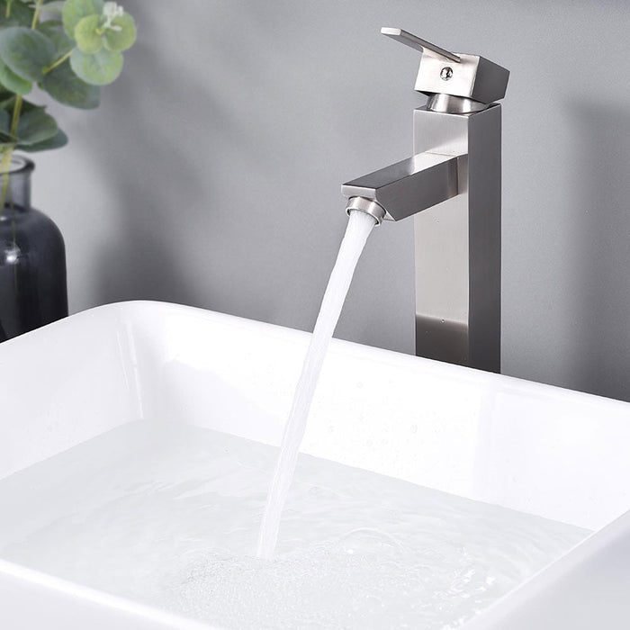 Aquaterior Bathroom Sink Faucet Square Cold & Hot 12"H