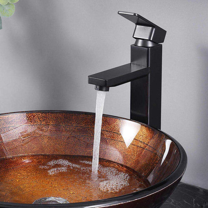 Aquaterior Bathroom Vessel Faucet Square Cold & Hot 11.8"H