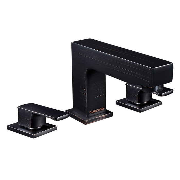 Aquaterior Widespread Faucet 3-Hole 2-Handle Cold Hot 4"H, Oil Rubbed Bronze