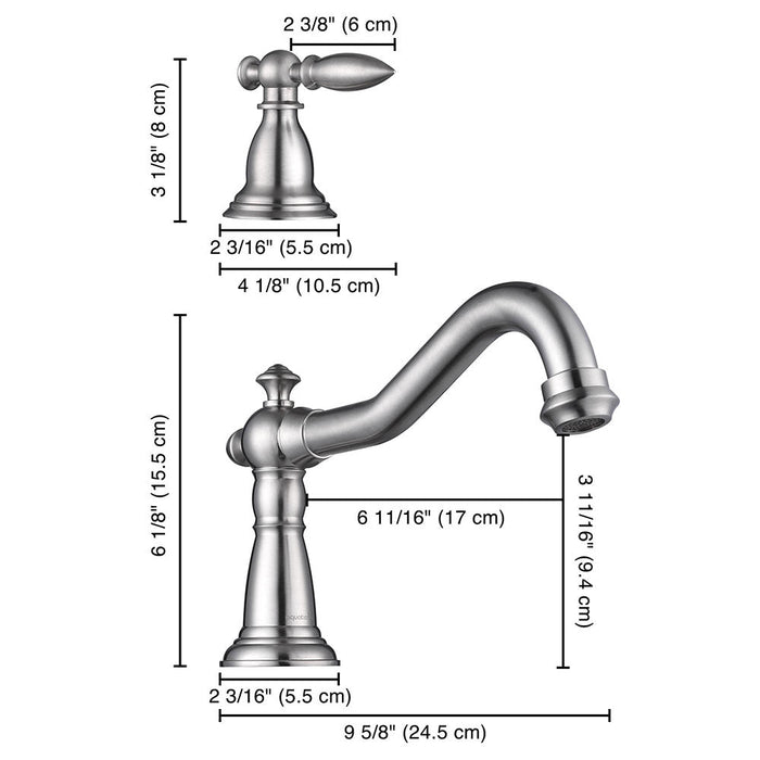 Aquaterior Widespread Faucet 3-Hole 2-Handle Cold Hot 6"H