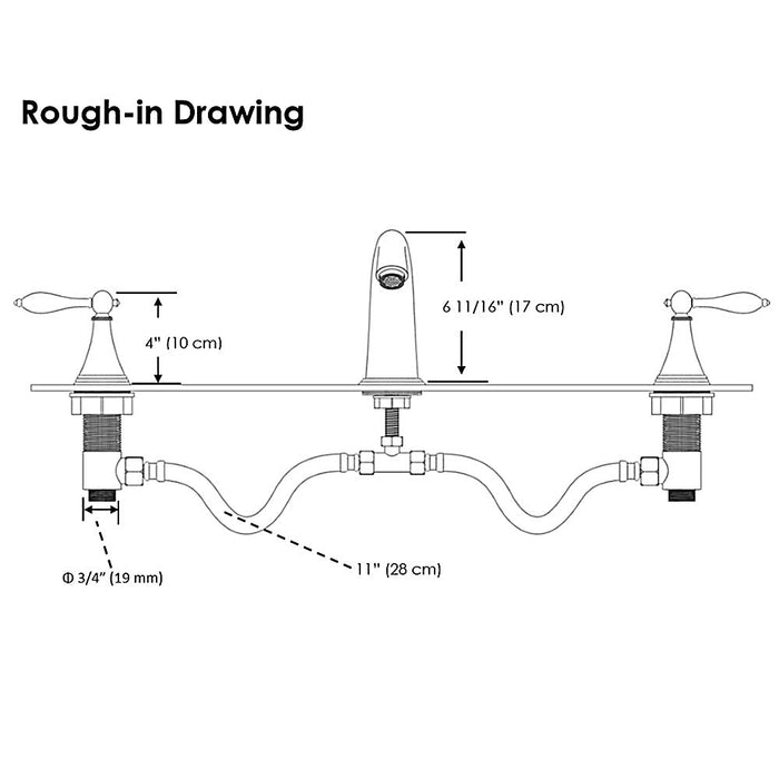 Aquaterior Widespread Faucet 3-Hole 2-Handle Cold Hot 6.7"H Chrome