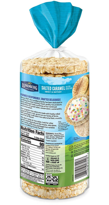 Lundberg Family Farms Rice Cakes, Salted Caramel, 6 - 11 oz Packages