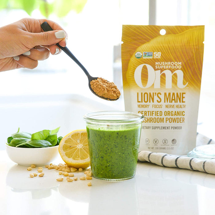 Om Mushroom Superfood Lion's Mane Organic Mushroom Powder 3.5 Oz