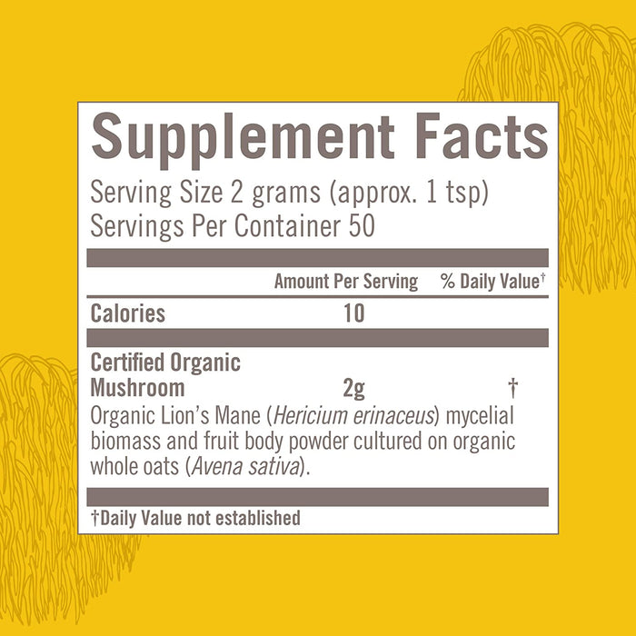 Om Mushroom Superfood Lion's Mane Organic Mushroom Powder 3.5 Oz