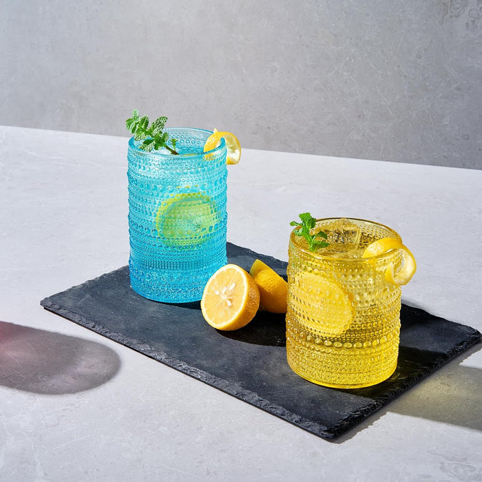 Hobnail Drinking Glasses Colored Beaded Drinking Glass Set of 12