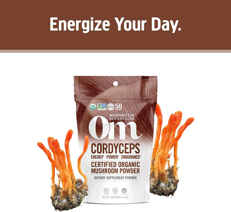 Om Mushroom Superfood Organic Cordyceps Mushroom Powder, 3.5 Oz