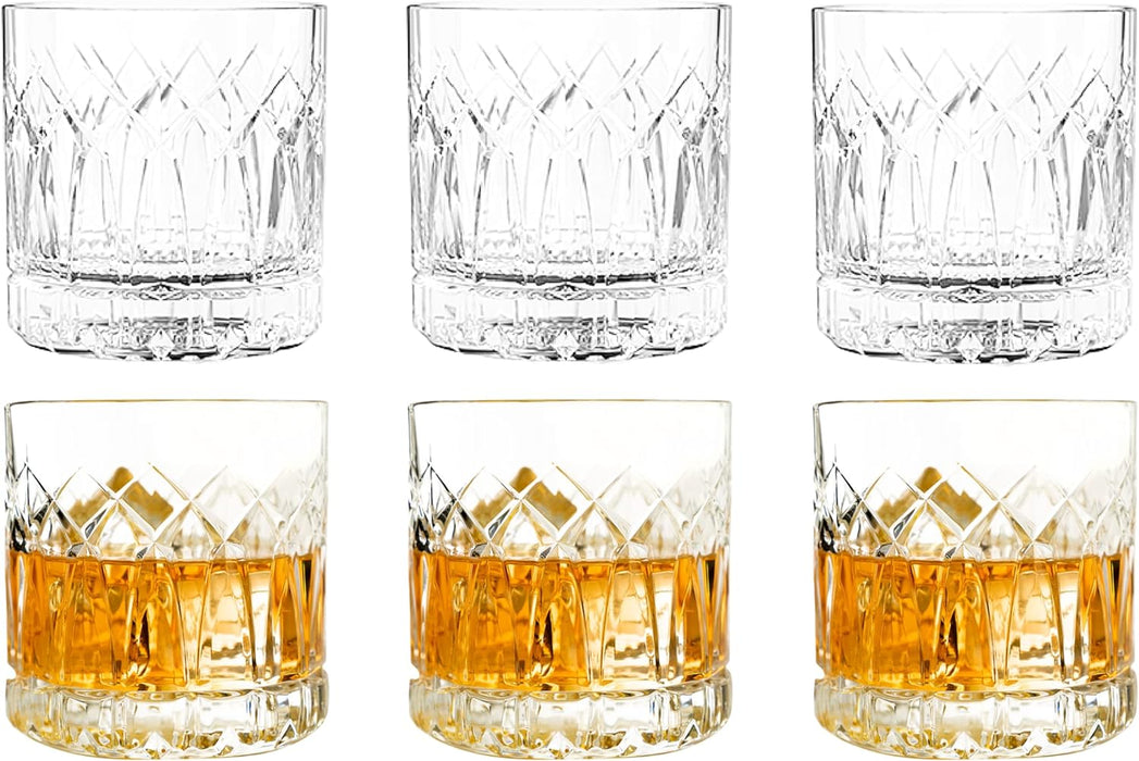 Premium Double Rocks Whiskey Glasses - Set of 6 Cocktail Glasses - 12oz