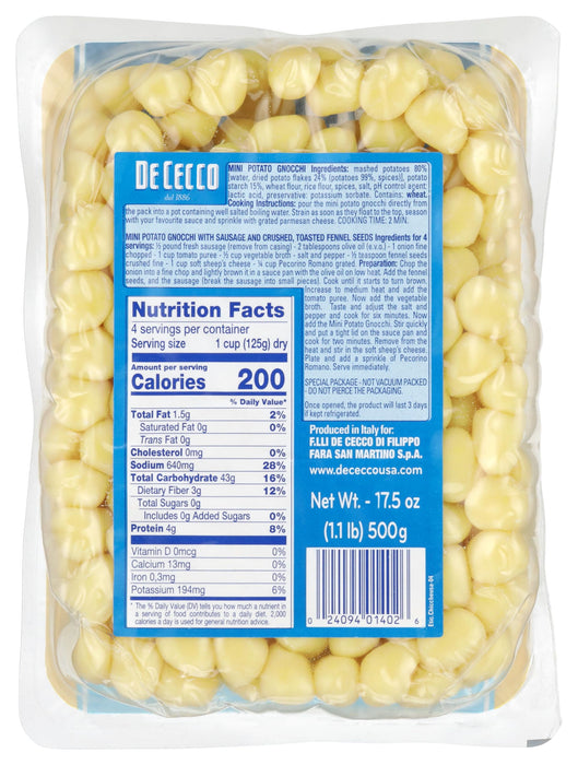 De Cecco Potato Gnocchi – Authentic Italian Pasta (Pack of 12, 17.5 oz)