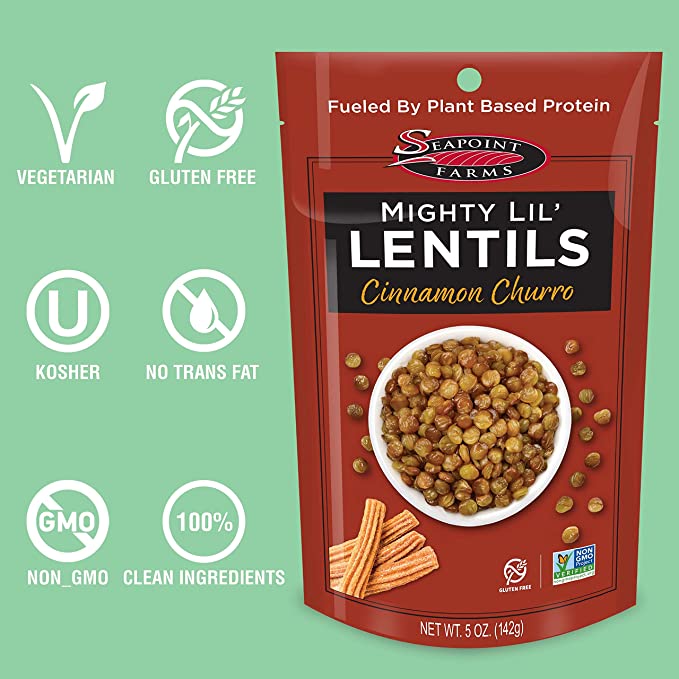 Seapoint Farms Cinnamon Sugar Lentil Snacks, 5 Oz (Case of 12)