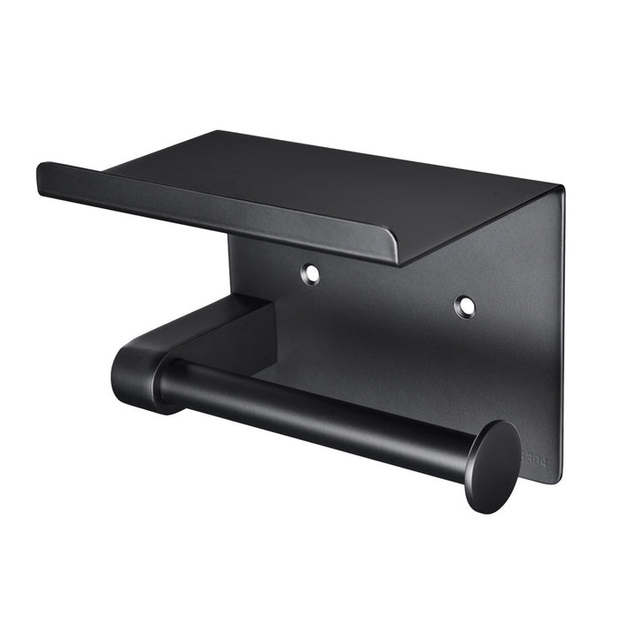 Yescom Toilet Paper Holder with Shelf Wall-mounted Stainless Matte Black