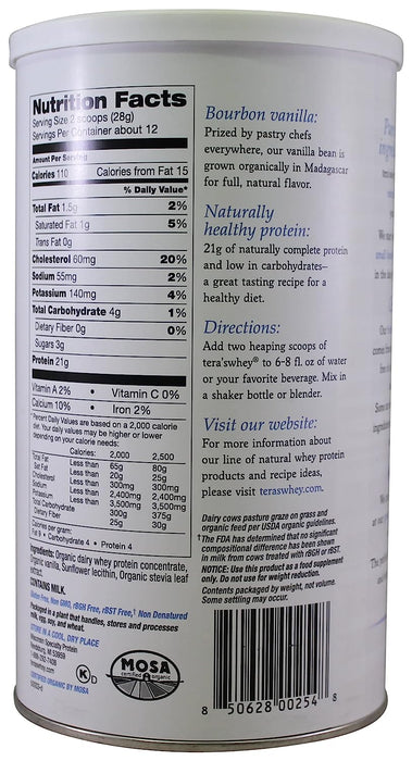 Organic Teras Whey Protein Powder  - Bourbon Vanilla Flavor - 12 oz.